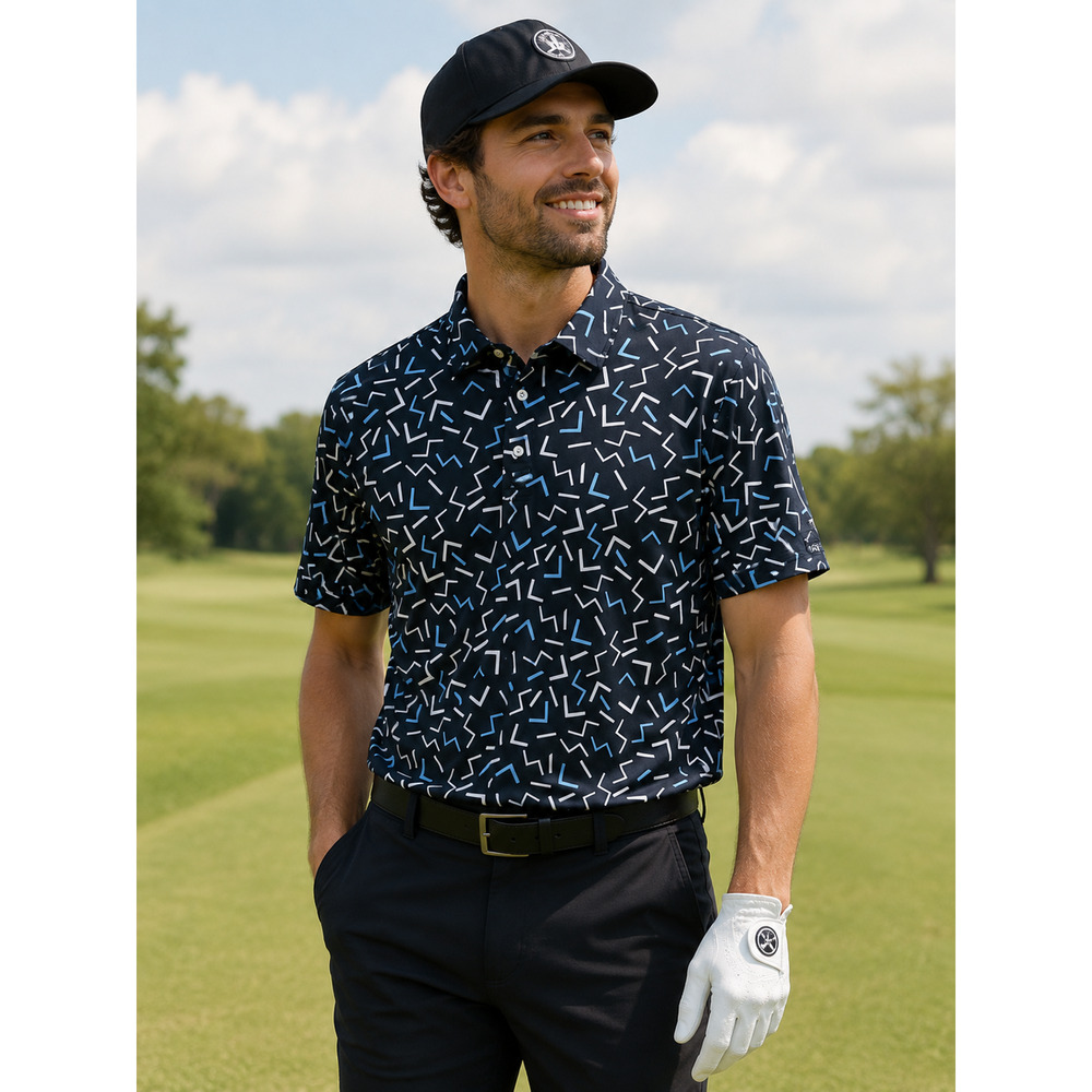 Y2K FULL WEDGE Mens Golf Polo Shirt Size M Geometric Gorpcore Sports Performance